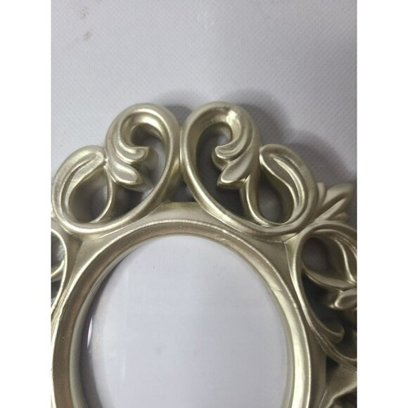 VINTAGE Picture Photo Frame Gold Ornate Hard Plastic Swirl Hollywood Regency - Picture 2 of 8